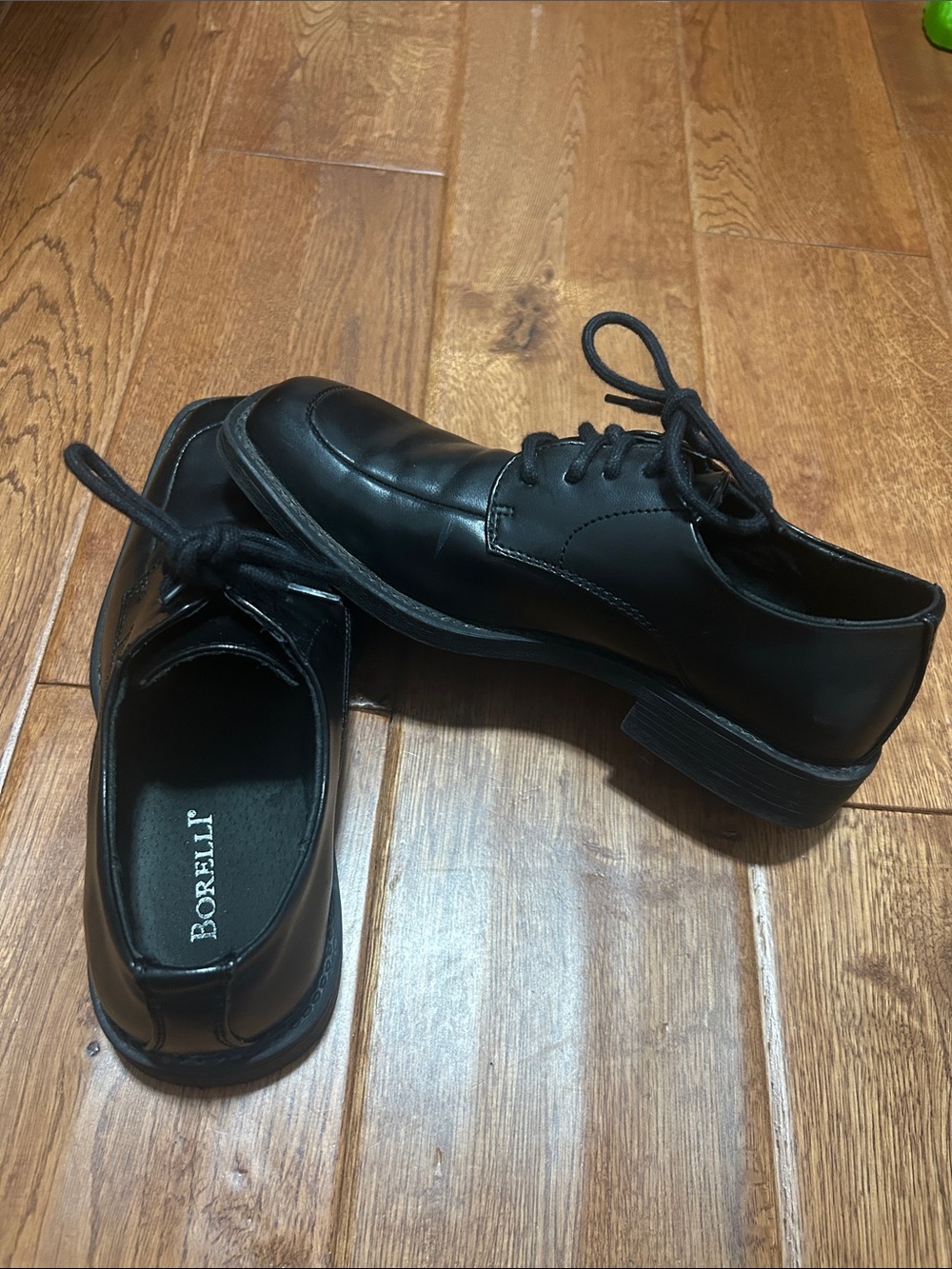 Borelif Kids Black Leather Dress Oxford Shoes